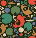 Seamless pattern with inhabitants of the pond. Royalty Free Stock Photo