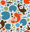 Seamless pattern with inhabitants of the pond