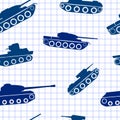 Seamless pattern ink silhouettes of tanks