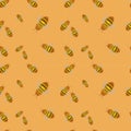 Seamless pattern: insects bees on a yellow background. vector. illustration