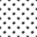 Seamless pattern with insects. Black cartoon beetles on a white background. Vector illustration. Royalty Free Stock Photo