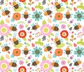 Seamless pattern with insects and flowers. Royalty Free Stock Photo