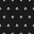 Seamless Pattern With Insects. Fly On a Black background. Vector Black and white Pattern Royalty Free Stock Photo