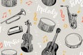 Seamless pattern International Music Day with musical instruments