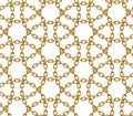 Seamless pattern of intersected circles of golden chains. Vector illustration