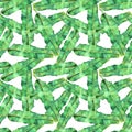 Seamless pattern of interwoven palm leaves watercolor Banana Royalty Free Stock Photo