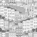 Seamless pattern of Irish style houses