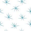 Seamless pattern: isolated blue snowflakes line on a white background. vector.