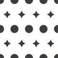 Seamless pattern: isolated gray circles and stars on a white background. polka dot. Vector.