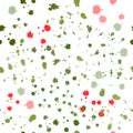 Seamless pattern: isolated green and red watercolor blots on a white background. vector. abstract spots