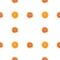 Seamless pattern of isolated slices of grapefruit and orange