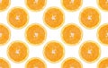 Seamless pattern of isolated slices of orange. Wallpaper for background, design and packaging Royalty Free Stock Photo