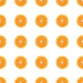 Seamless pattern of isolated slices of orange. Wallpaper for background, design and packaging Royalty Free Stock Photo
