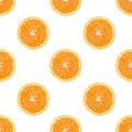 Seamless pattern of isolated slices of orange. Wallpaper for background, design and packaging Royalty Free Stock Photo