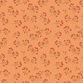 Seamless pattern: isolated twigs of red berries on a pink background. vector.