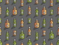 Seamless pattern with Isometric beer bottles