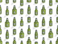 Seamless pattern with Isometric beer bottles