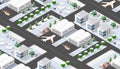 Seamless pattern Isometric 3D city airport with transport