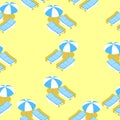 seamless pattern isometric deck chairs on the beach Royalty Free Stock Photo