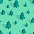 Seamless pattern with isometric trees Royalty Free Stock Photo