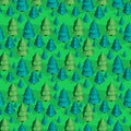 Seamless pattern with isometric trees Royalty Free Stock Photo