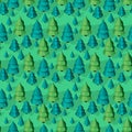 Seamless pattern with isometric trees Royalty Free Stock Photo