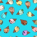 Italian ice cream seamless pattern. Cartoon vector illustration