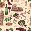 Seamless pattern of Italy Royalty Free Stock Photo