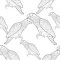 Seamless pattern Jaco parrot the coloring Vector illustration