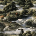 Seamless Pattern of Jacob van Ruisdael Royalty Free Stock Photo