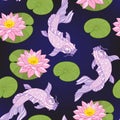 Seamless pattern with Japanese carps and traditional Japanese st