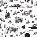 Seamless pattern with Japanese miniatures