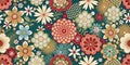 Japanese Aesthetics: Seamless Patterns with Minimalistic Floral and Geometric Shapes Royalty Free Stock Photo