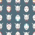 Seamless pattern with japanese traditional mask.Design for print screen backdrop ,Fabric and tile wallpaper Royalty Free Stock Photo