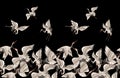 Seamless pattern with Japanese white cranes in different poses for your design embroidery, textiles, printing