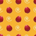 Seamless pattern of java apple or red guava on a yellow background. The fruit of java Royalty Free Stock Photo