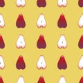 Seamless pattern of java apple or red guava on a yellow background. The fruit of java Royalty Free Stock Photo
