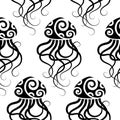 Seamless pattern with jellyfish. Maori style.