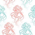 Seamless pattern with jellyfish. Maori style.