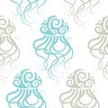 Seamless pattern with jellyfish. Maori style.