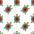 Seamless pattern with jewelry turtles on white Royalty Free Stock Photo