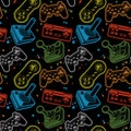 Seamless pattern with joysticks, gamepads seamless pattern, console gaming background