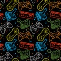 Seamless pattern with joysticks, gamepads seamless pattern, console gaming background