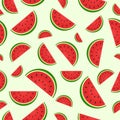 Seamless pattern with juicy fresh Watermelon