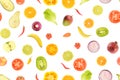 Seamless pattern of juicy vegetables and fruits useful for health isolated on white Royalty Free Stock Photo