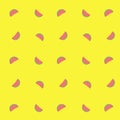 Seamless pattern with slices of juicy watermelon. Yellow background. Royalty Free Stock Photo