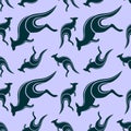 Seamless pattern with jumping kangaroo. Vector illustration Royalty Free Stock Photo