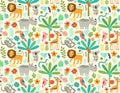 Seamless pattern with jungle animals