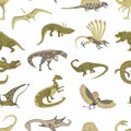 Seamless pattern of Jurassic reptile Royalty Free Stock Photo
