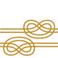 Seamless pattern with jute rope knots. Nautical, fishing and decorative nodes. Royalty Free Stock Photo